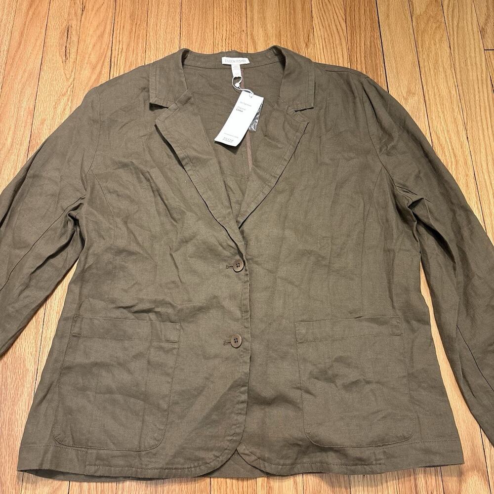 NWT Eileen Fisher Jacket Women’s Size Large Bronze Organic Linen Shaped Blazer